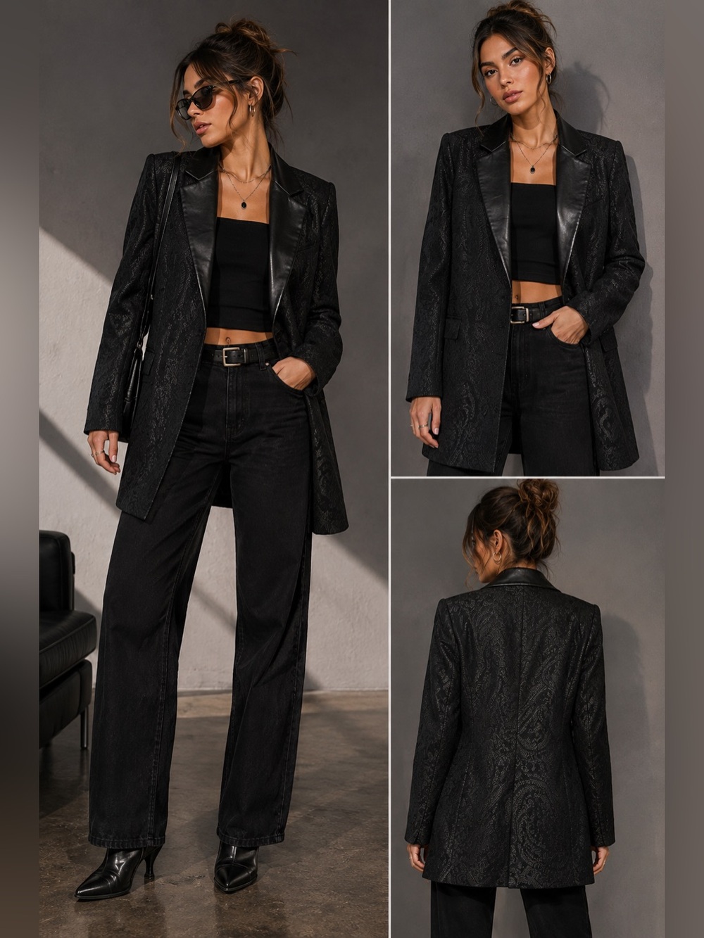 Joe's Jeans Black Textured Longline Blazer